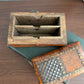 Vintage wooden box with metal inlay