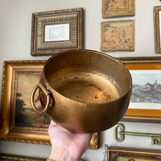 Vintage Copper Bowl with Handles