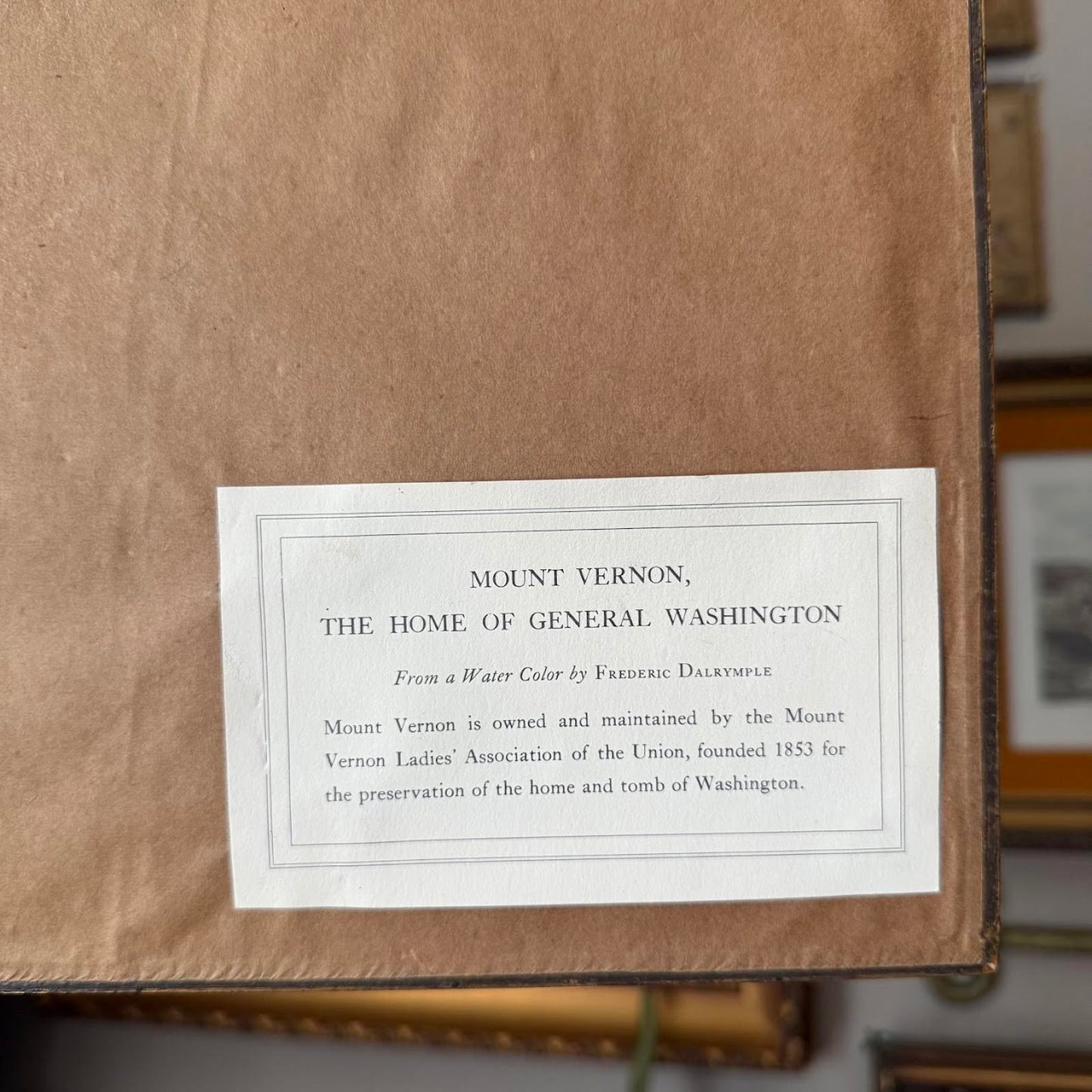 Vintage Mount Vernon Print Framed