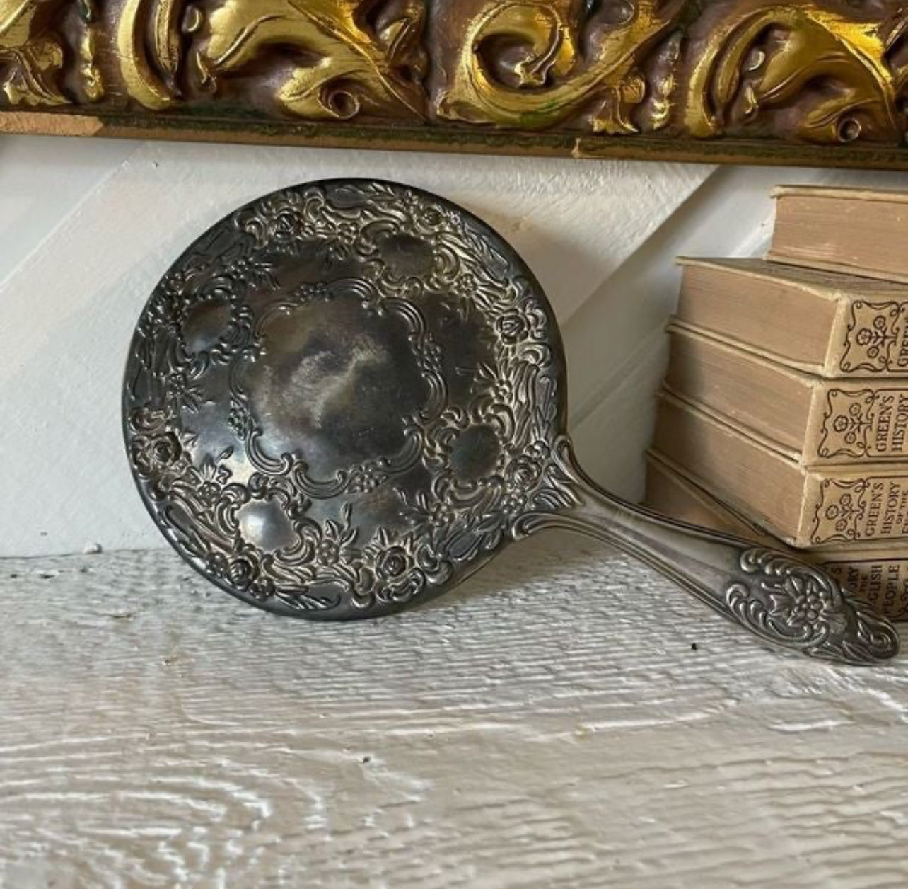 Antique Art Noveau Silver Ornate Vanity Mirror