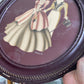 Vintage courting couple framed wood Oval