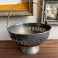 Vintage Pierced Silver Plate Basket Candy Bowl with Braid Handle