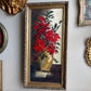 Vintage Red Poinsettia Flowers in Vase Painting Framed