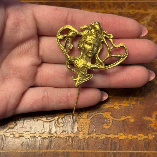 Vintage Art Nouveau Lady Pin