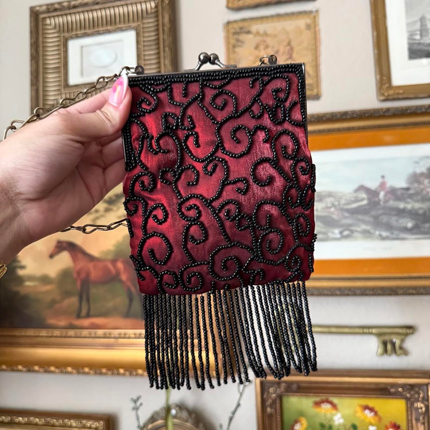 Vintage Y2K Lancome Beaded Crossbody Bag