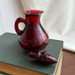 Vintage Avon Strawberry Bath Foam Ruby Red Glass Pitcher