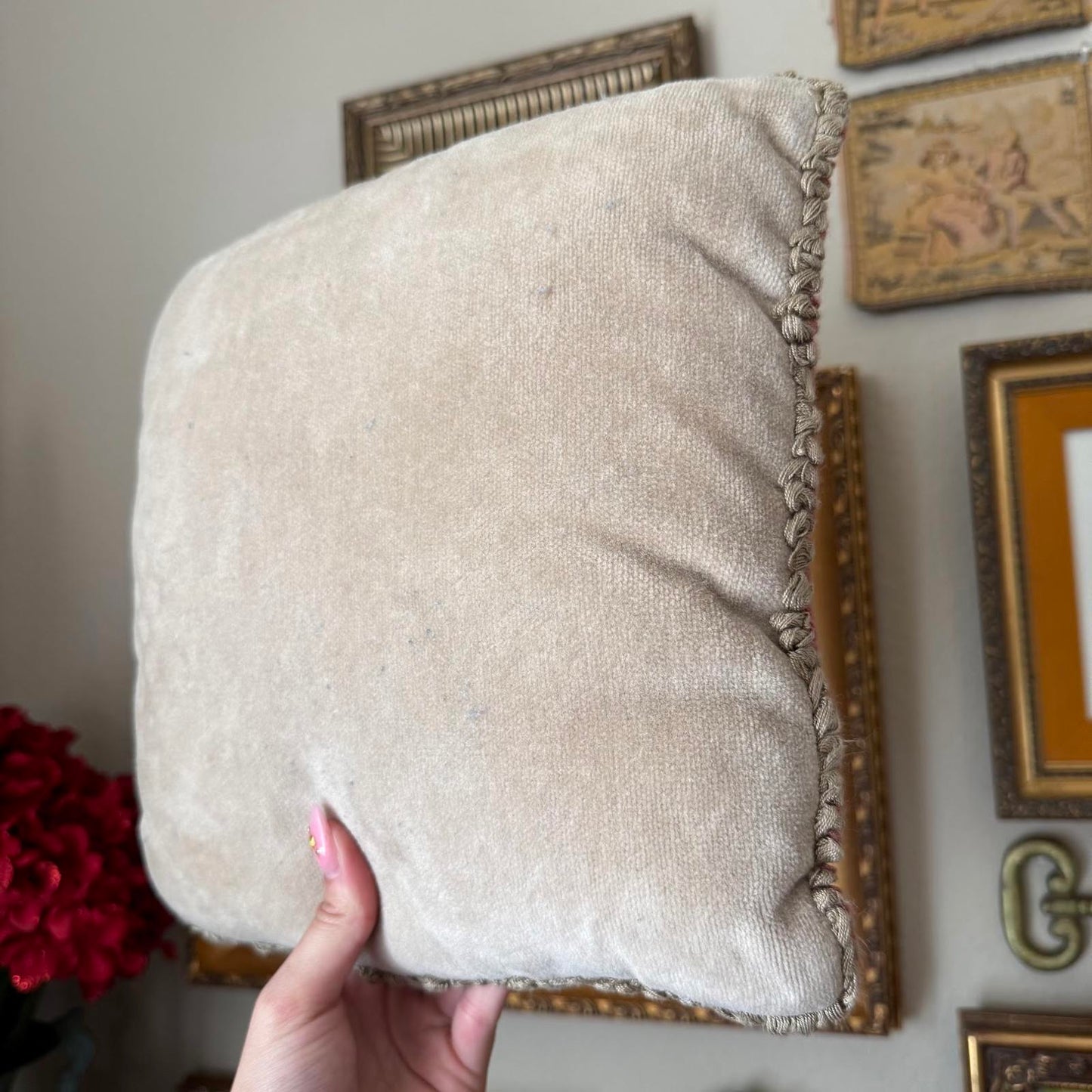 Vintage Needlepoint Tapestry Scenery Pillow