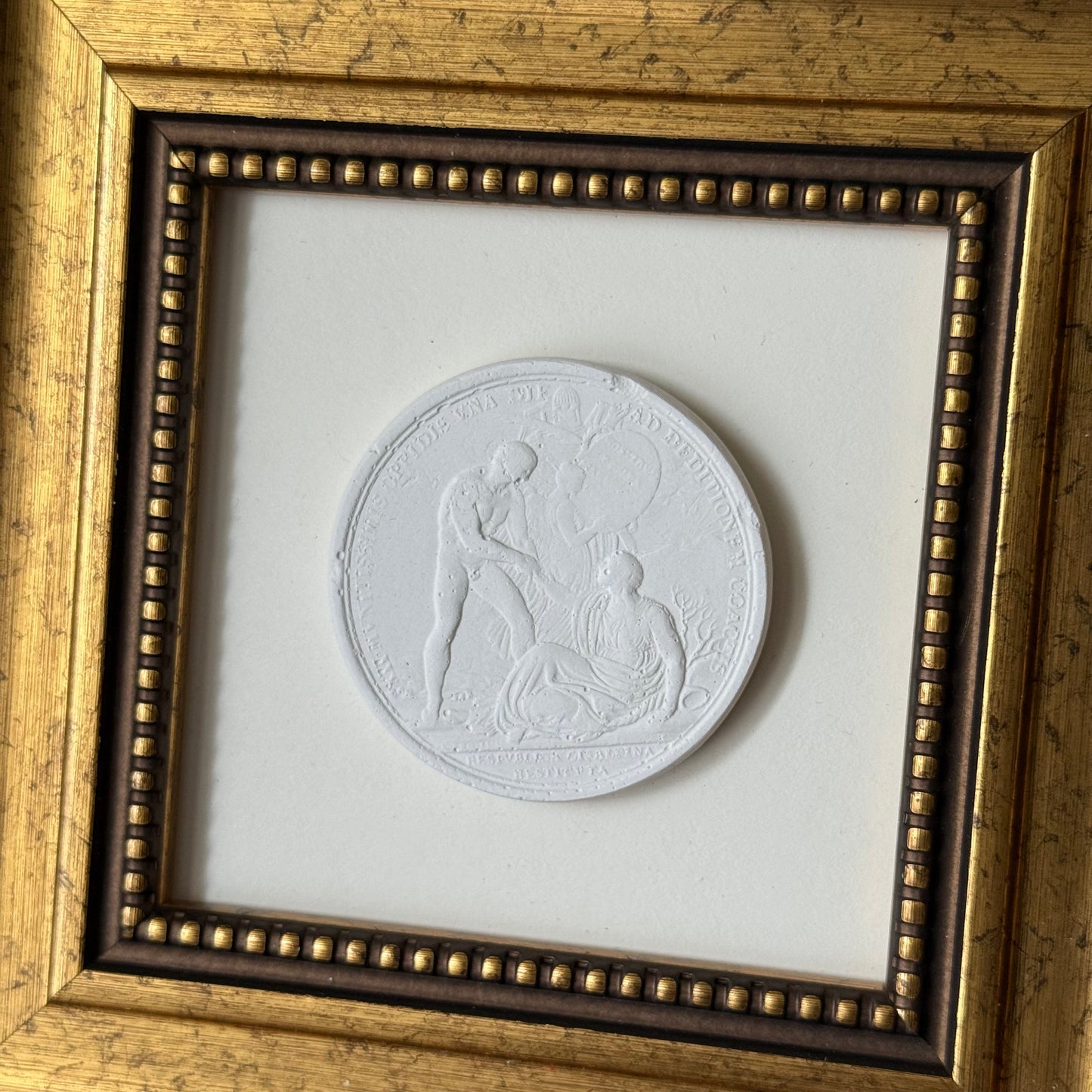 Vintage Style Plaster Intaglio Framed