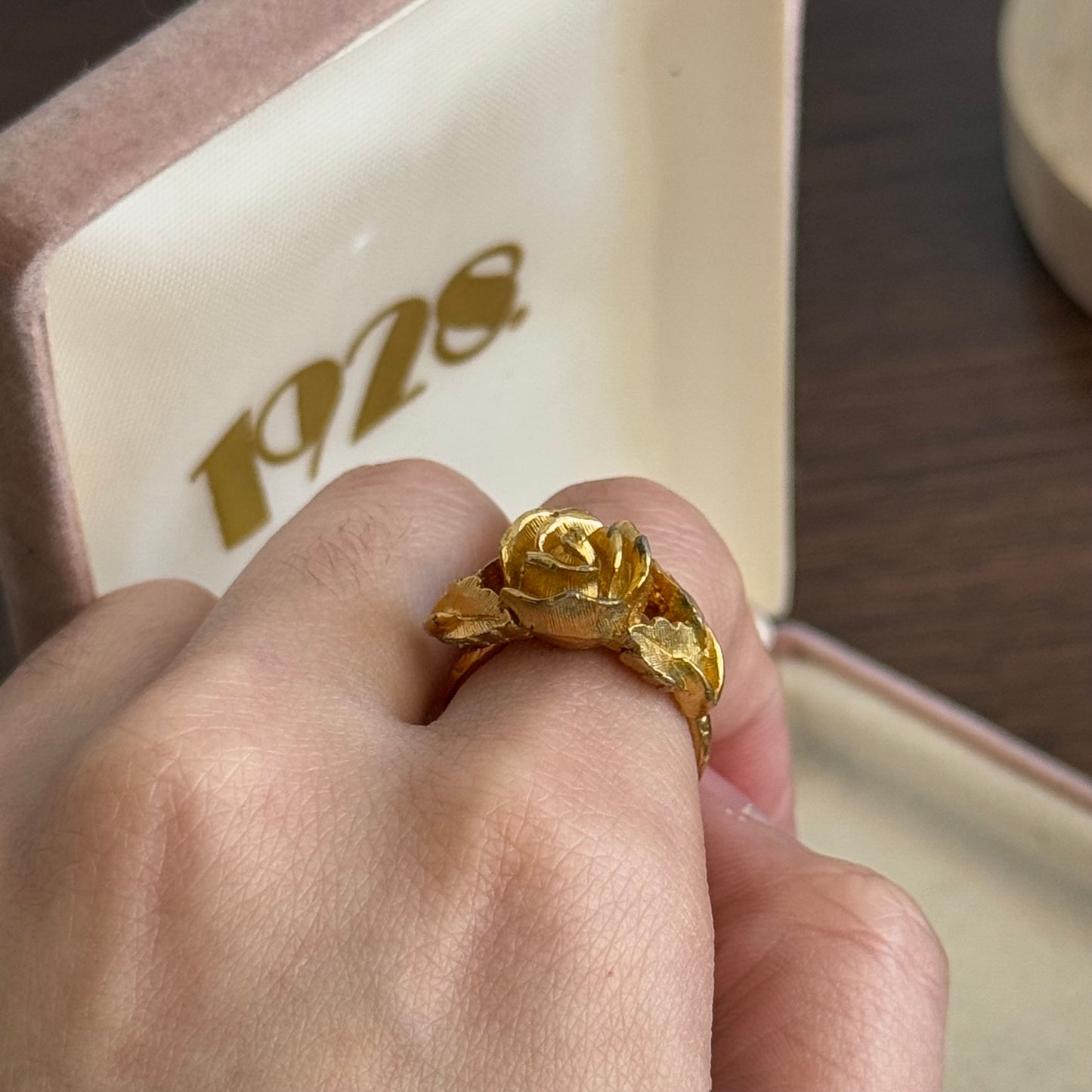 Vintage Gold Tone Rose Ring