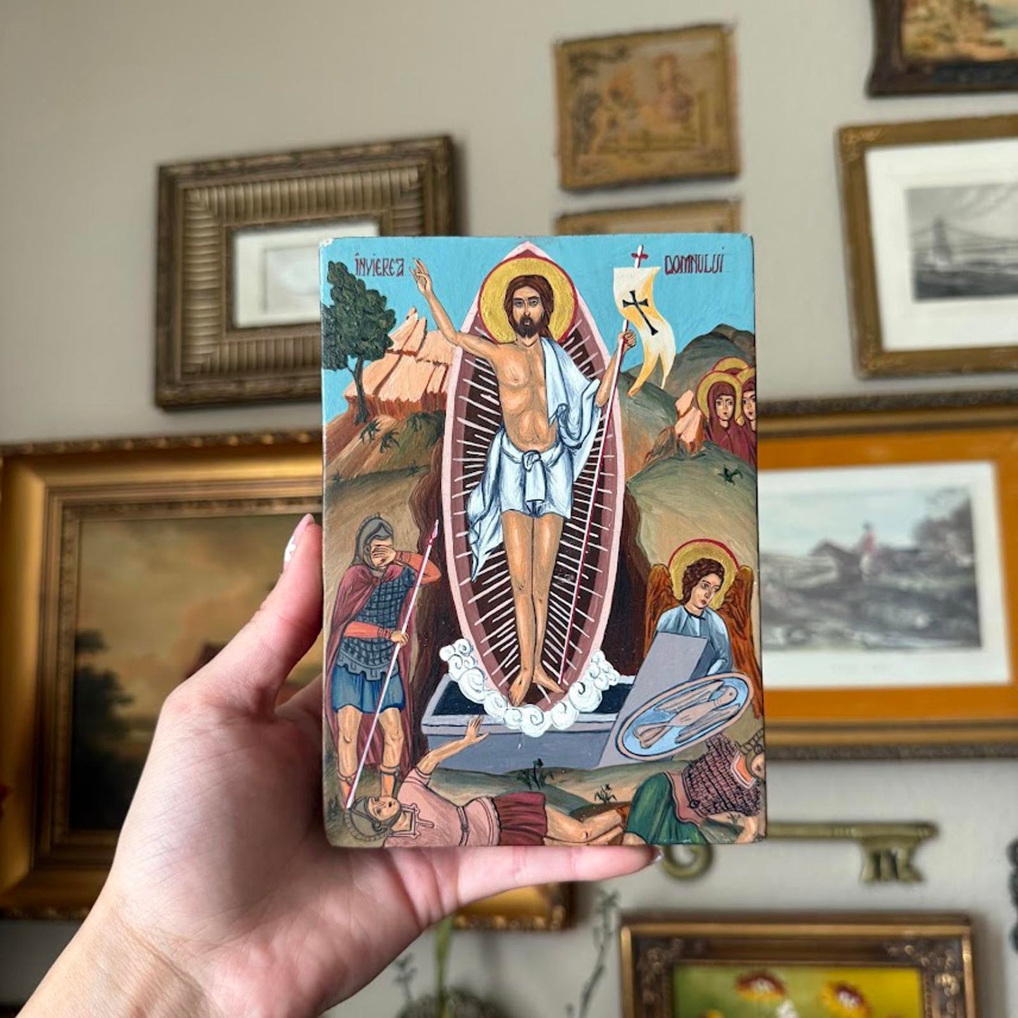 Hand-painted Religious Wooden Plaque