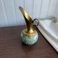 Vintage Aqua Blue Marbled Ceramic Brass Holland