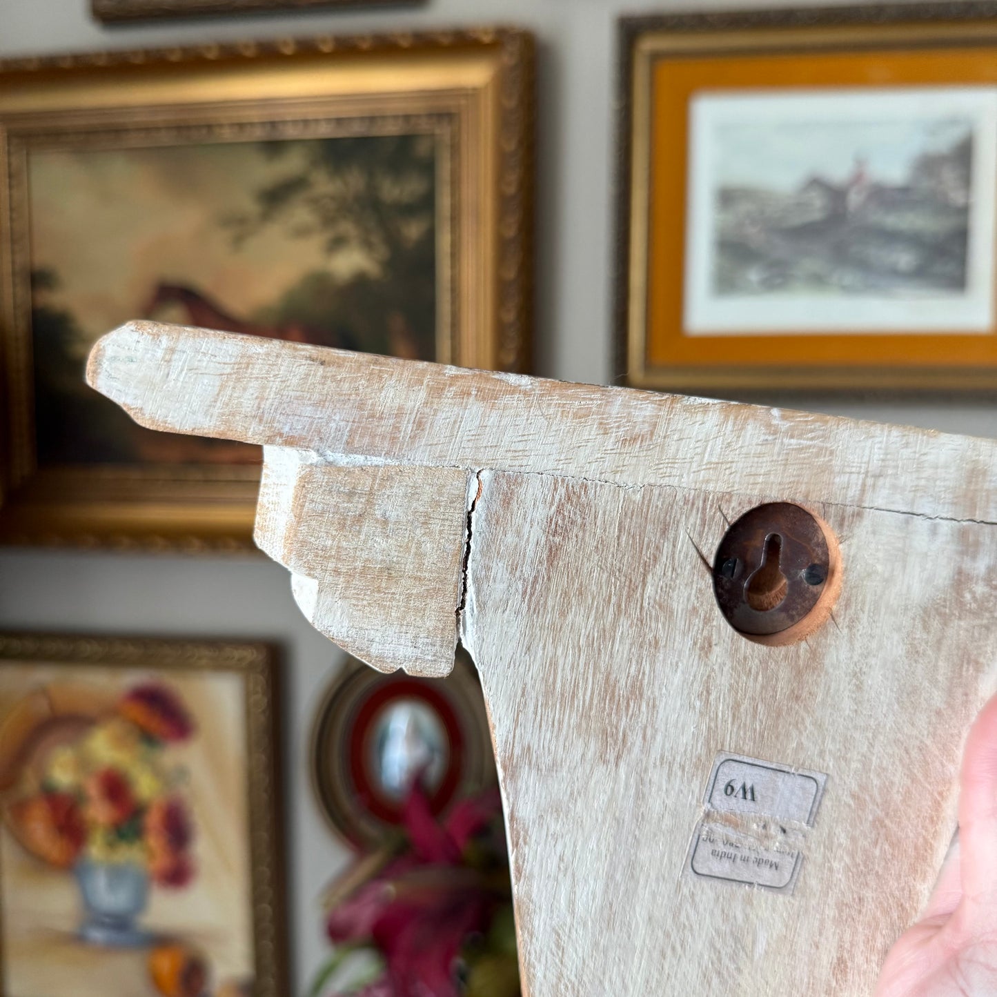 Vintage wood carved wall scone