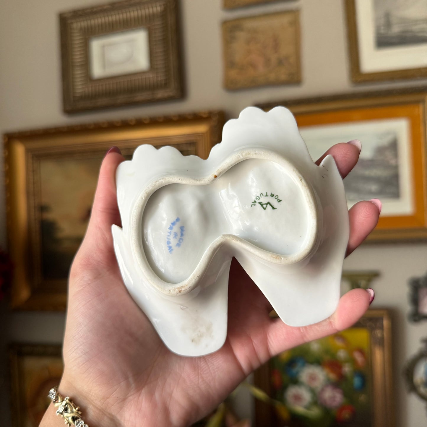 Vintage Hand Painted Hand trinket dish