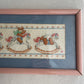 Vintage Bears and rocking horse needlepoint framed art