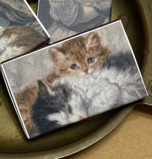 Vintage Style Cat Painting Print Matches