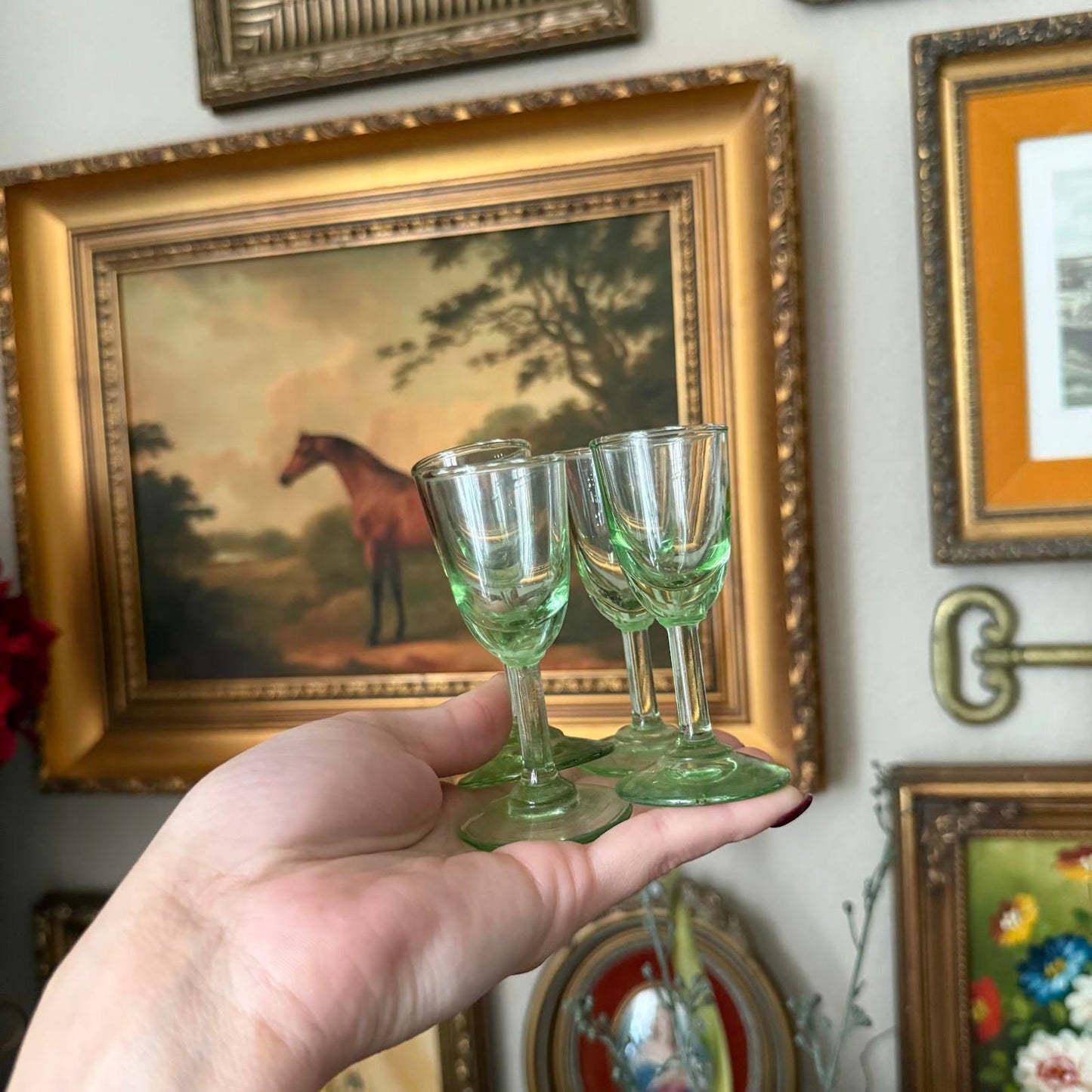 Vintage Mini Set of 4 Uranium Glass Cups