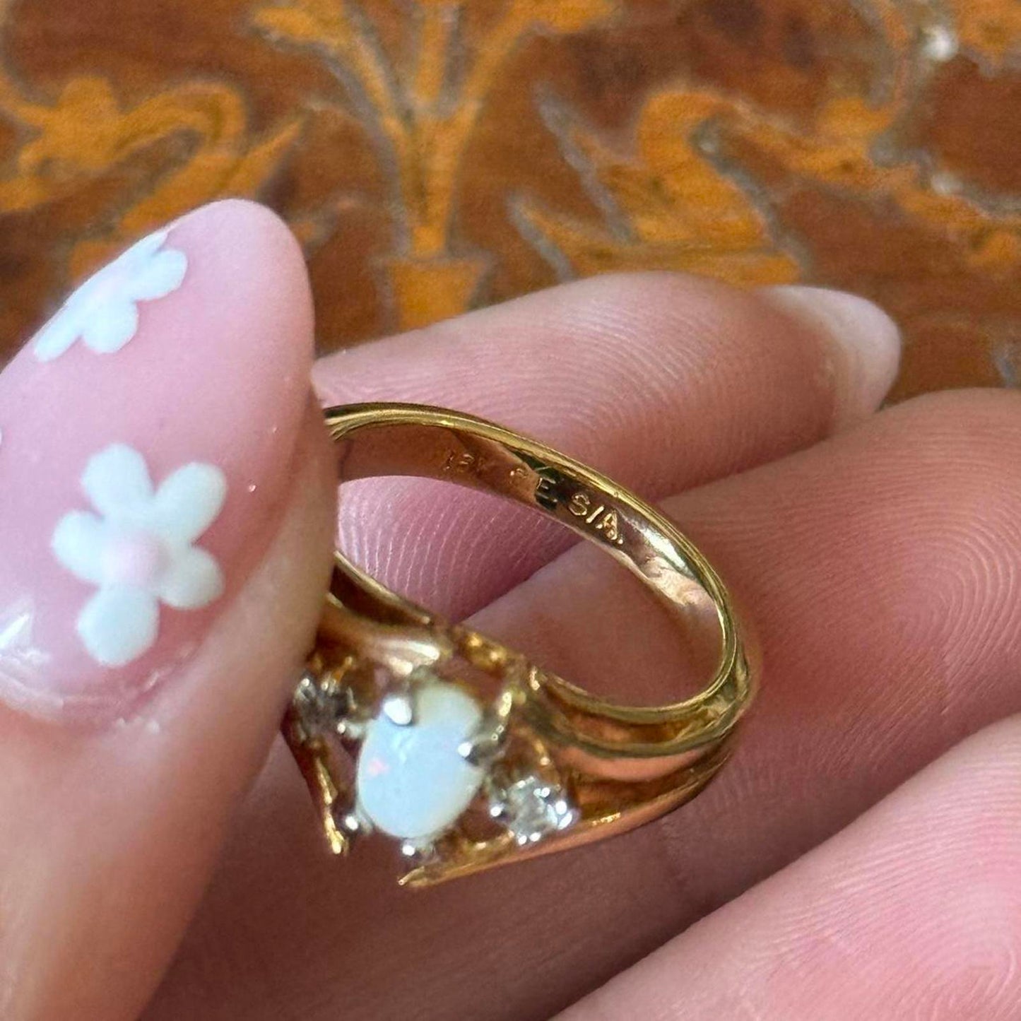 Vintage Gold Electroplated Opal Ring