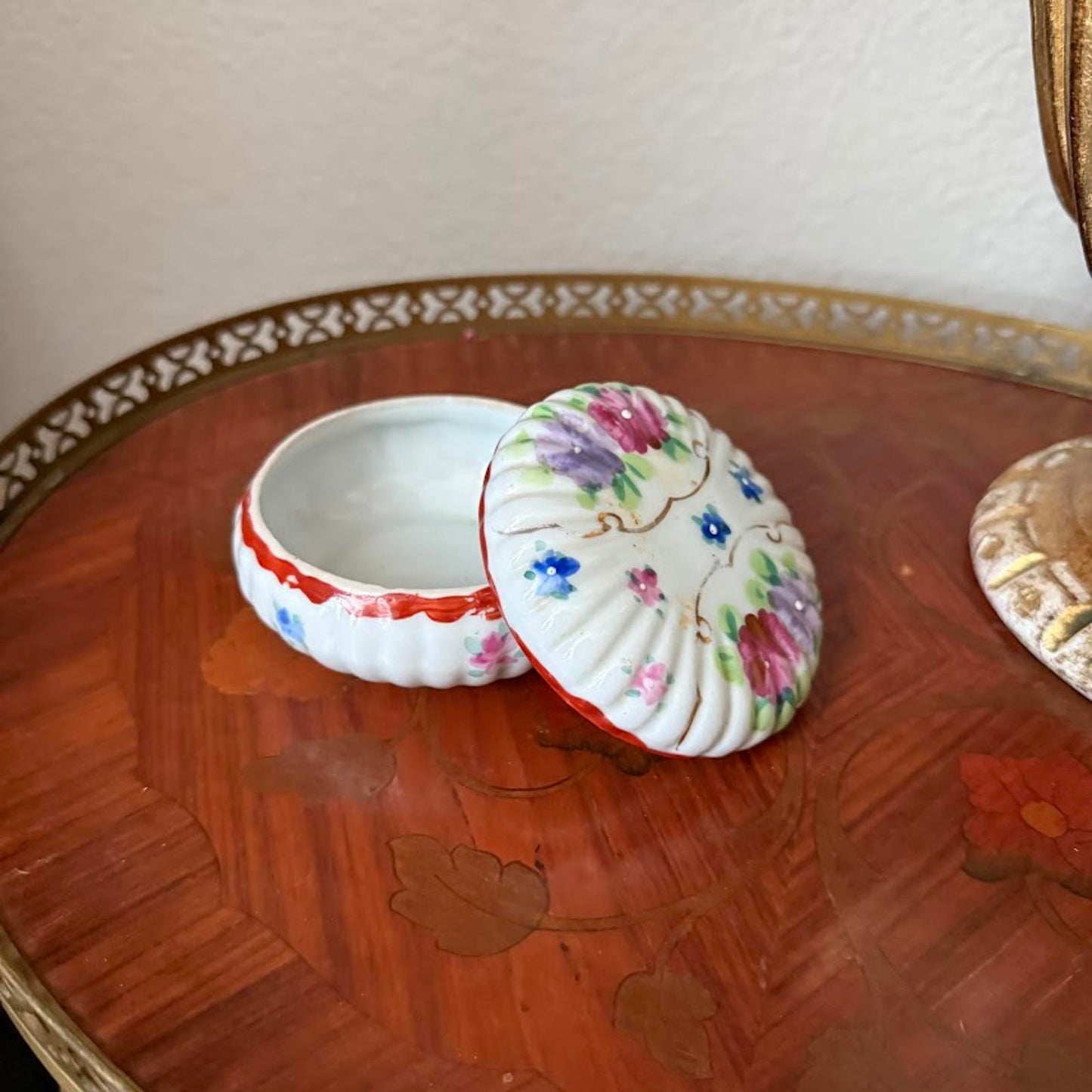 Vintage Floral Circle Trinket Dish