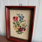 Vintage Floral needlepoint art framed