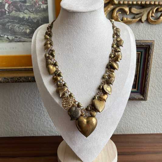 Vintage heart charms full necklace
