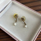 Vintage Cherub gold tone and pearl dangle earrings