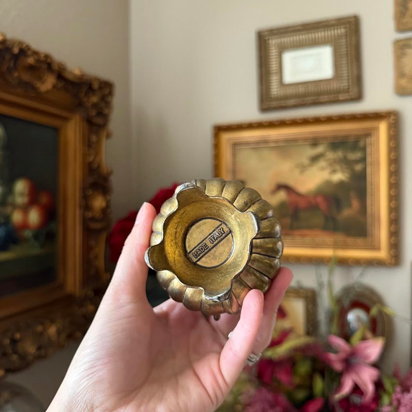 Vintage Italian Brass Ewer Vase