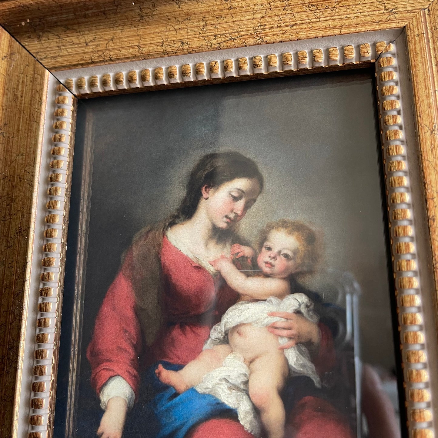 Vintage Inspired Mary & Jesus Art Print Framed