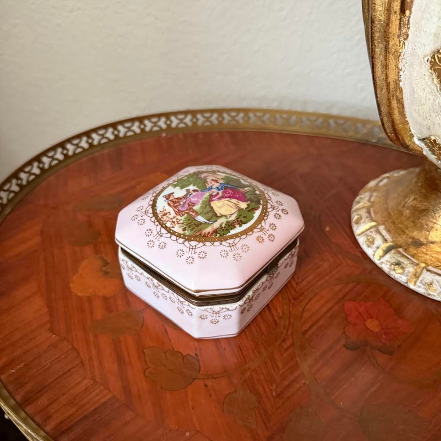 Vintage Hinged Couples Trinket Box