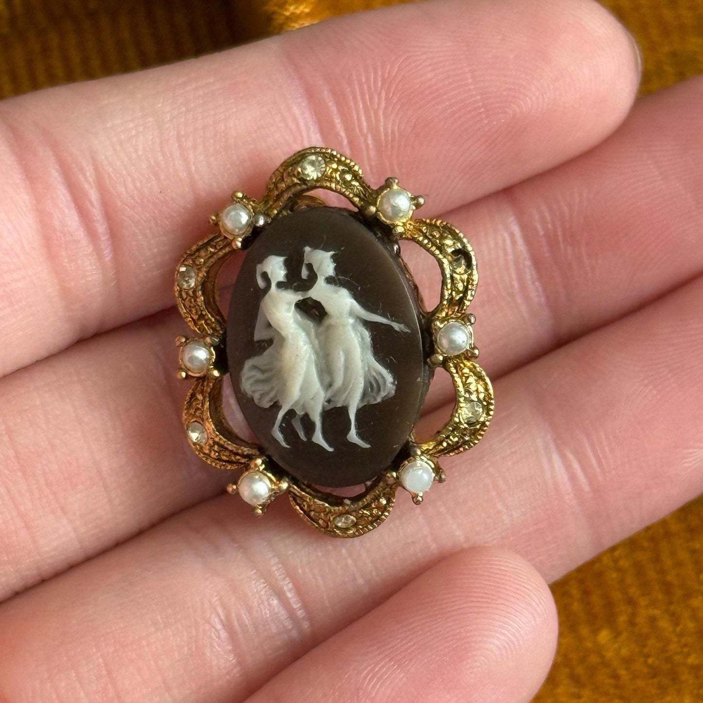 Vintage cameo-style clip-on earrings