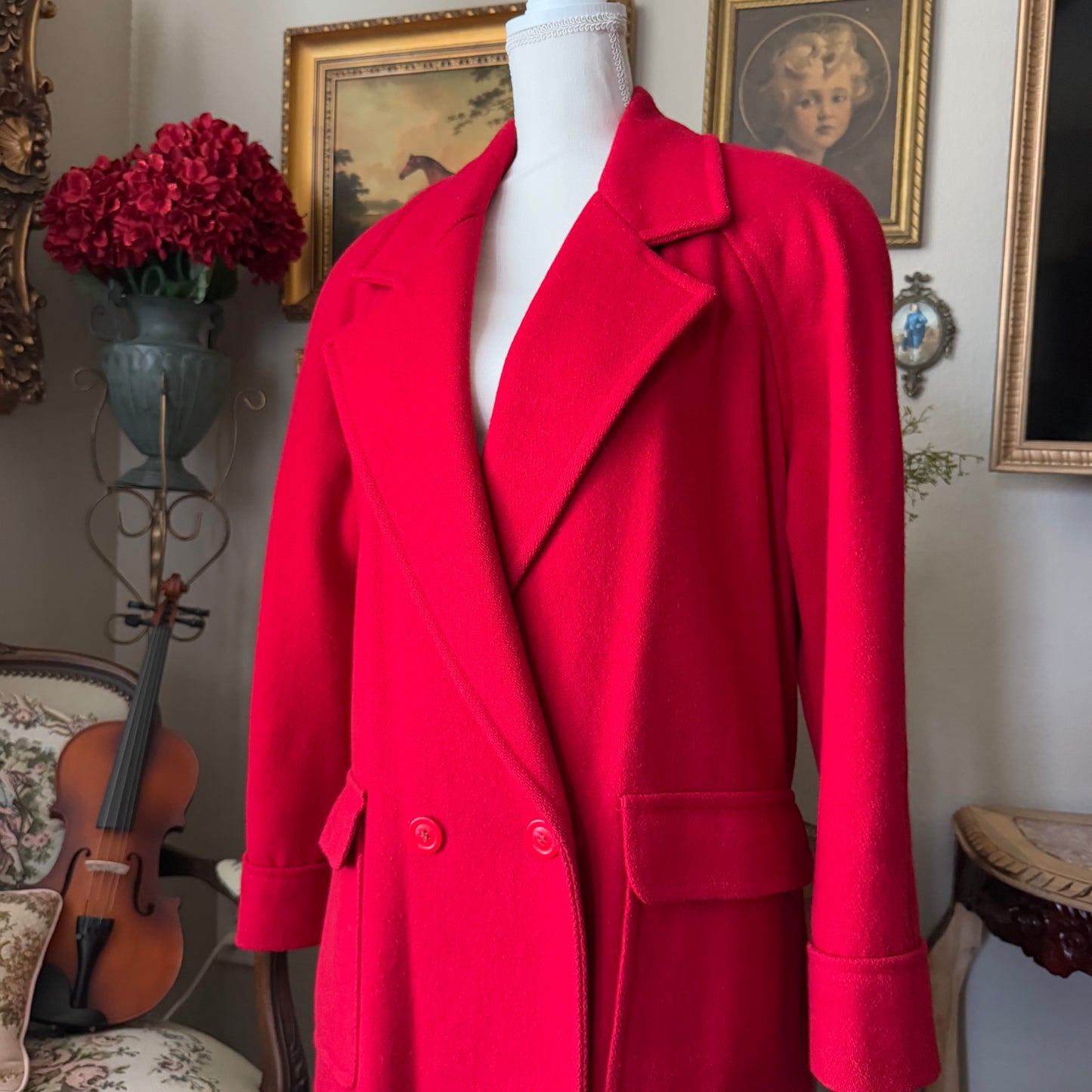 Vintage Together Made in USA Red 75%Wool Coat Size 8 Long