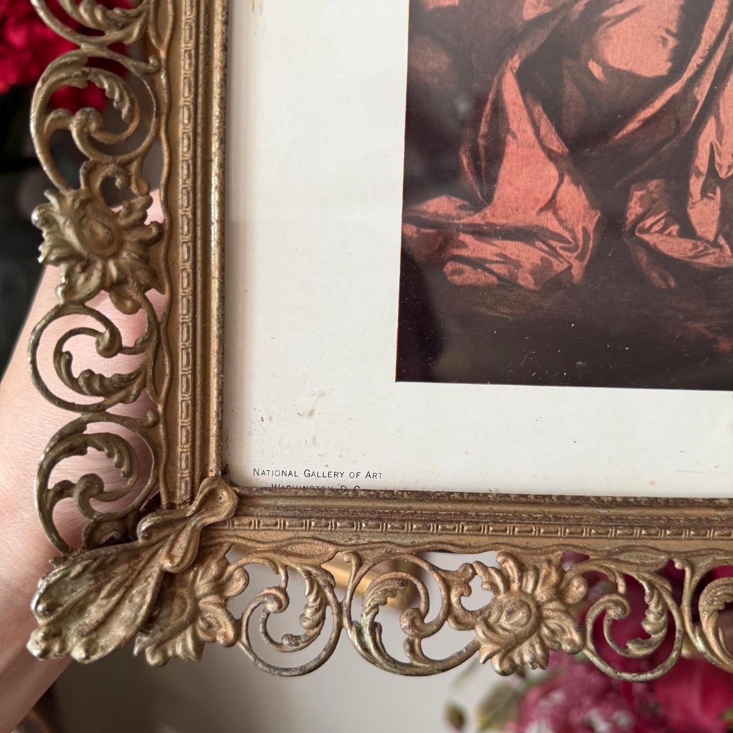 Vintage Lady Print in Gold Metal Frame