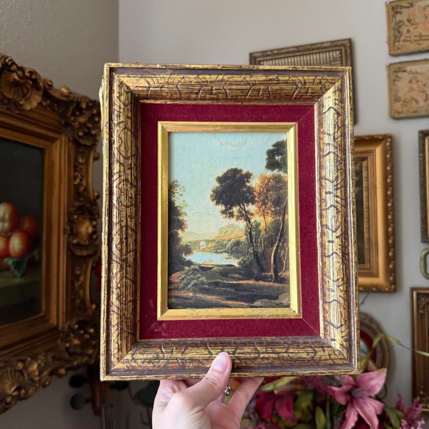 Vintage Print in Wooden Frame