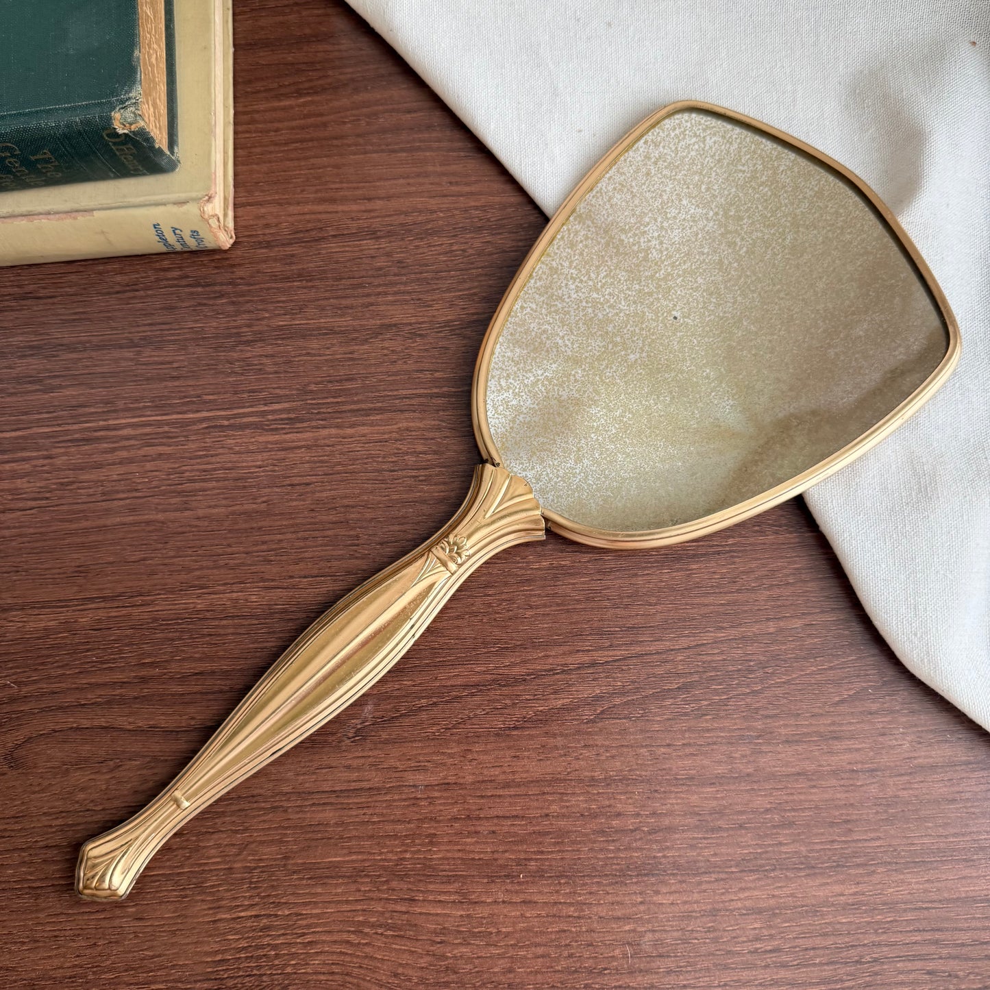 Vintage Floral Light Blue & Gold Vanity Mirror