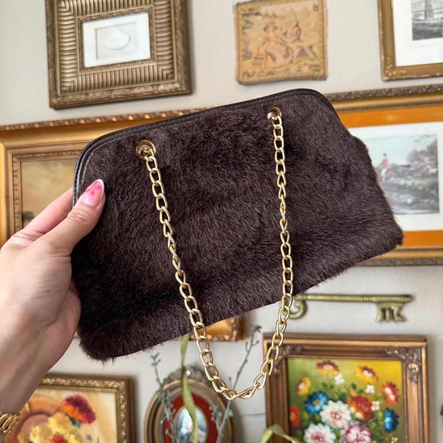 Vintage Brown Victoria Secret Faux Fur Bag