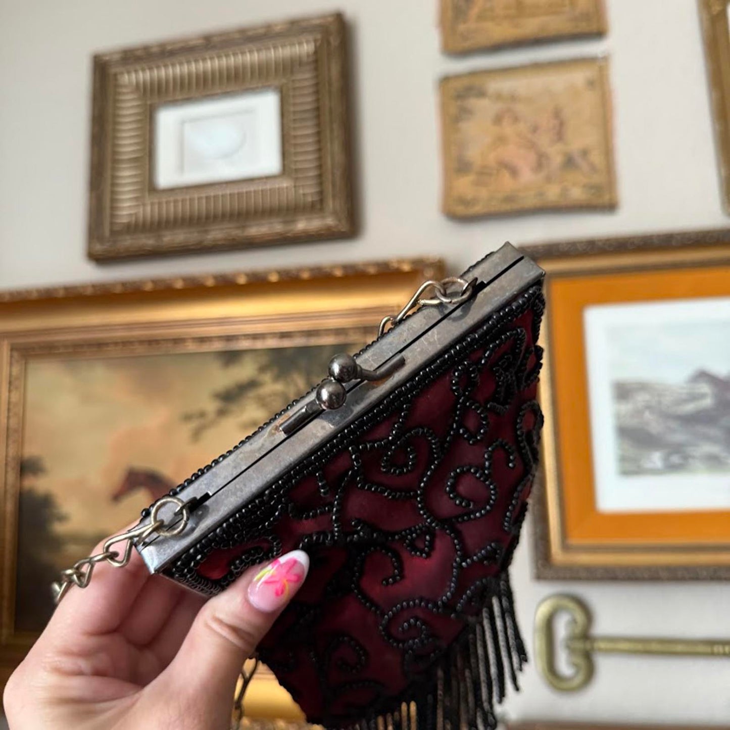 Vintage Y2K Lancome Beaded Crossbody Bag