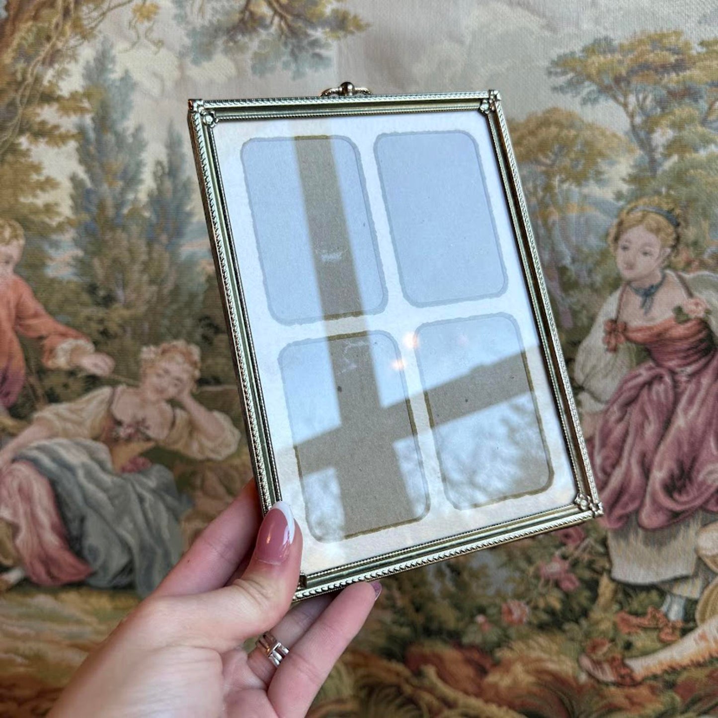 Vintage gold-toned metal multi-photo picture frame