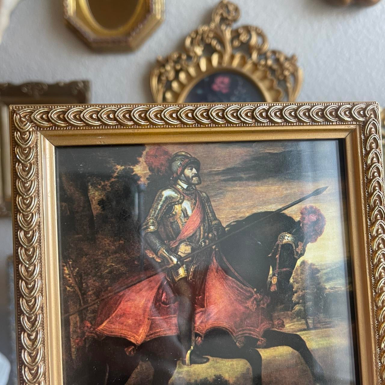 Vintage Style Equestrian on horseback in battle art print painting