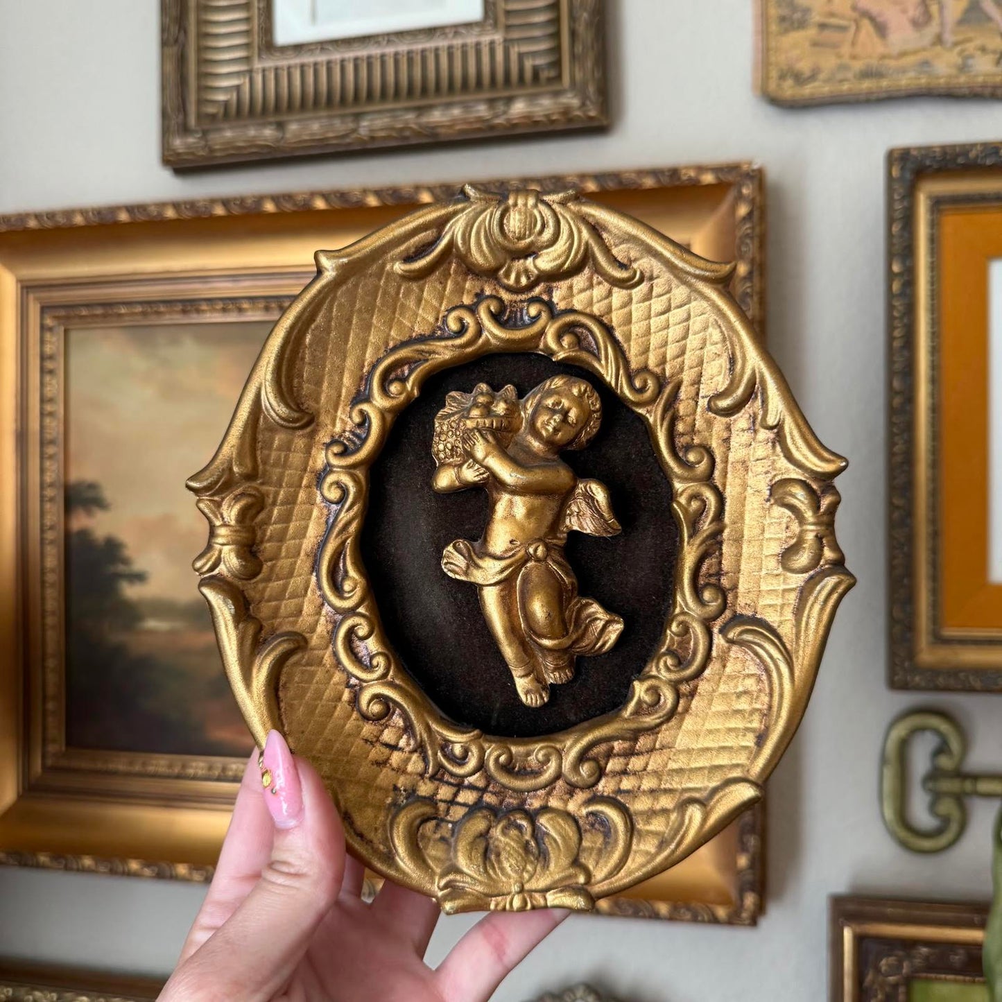 Vintage Gold Cherub Wall Plaques