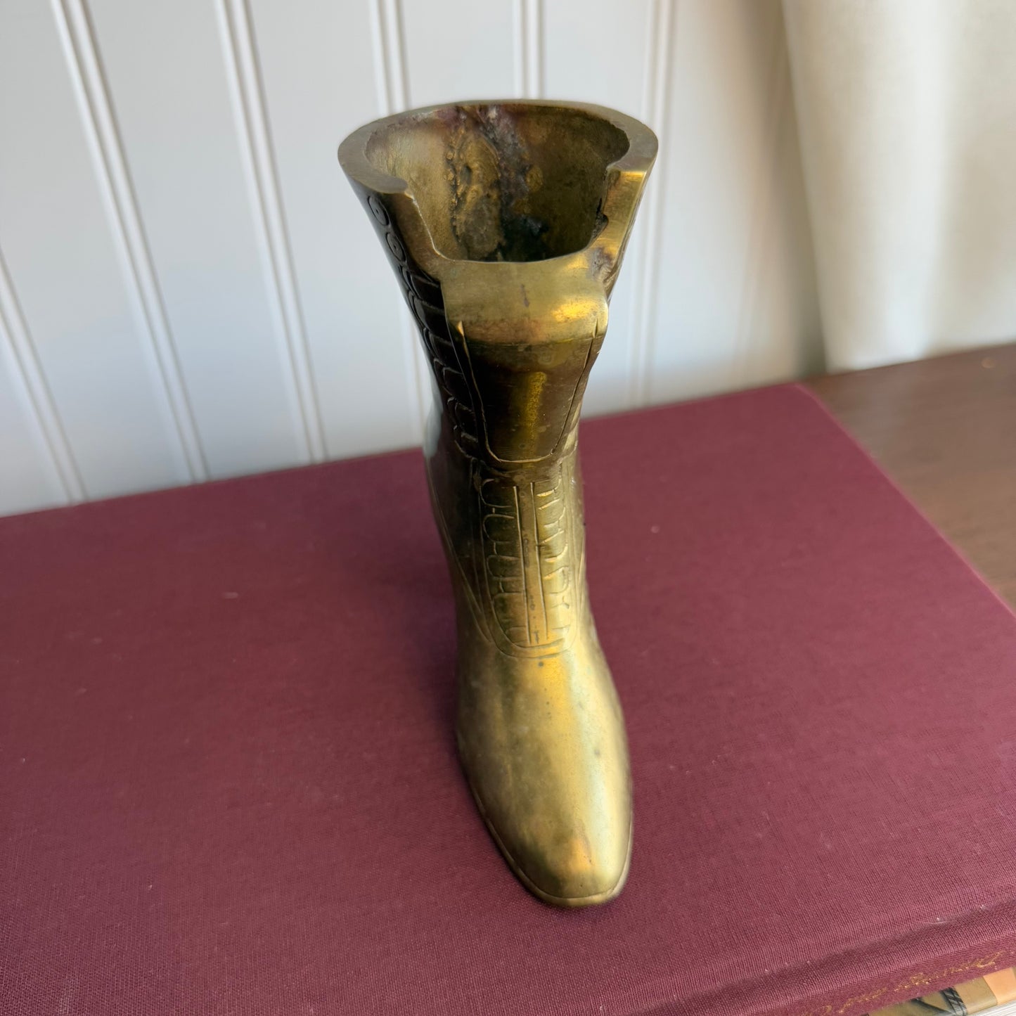 Victorian Gold Metal Brass Shoe with lace details