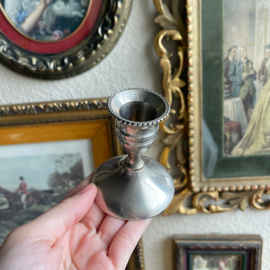 Mini silver tone candle holder