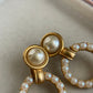 Circle faux Pearl swarovski clip on earrings