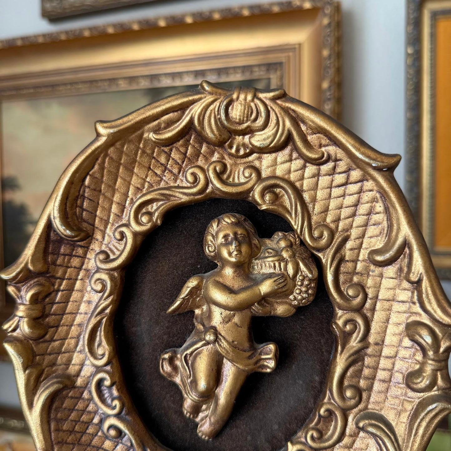 Vintage Gold Cherub Wall Plaques