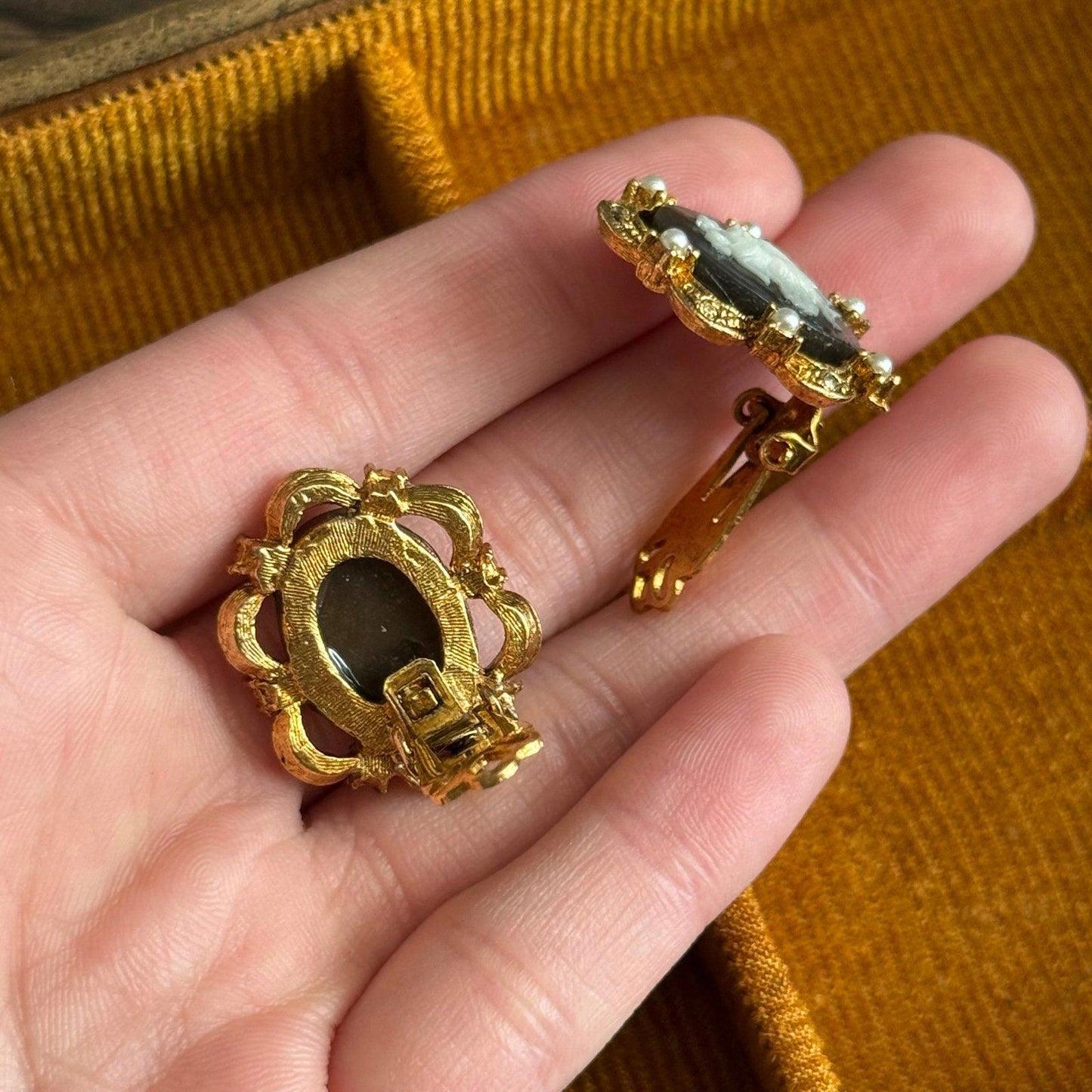 Vintage cameo-style clip-on earrings