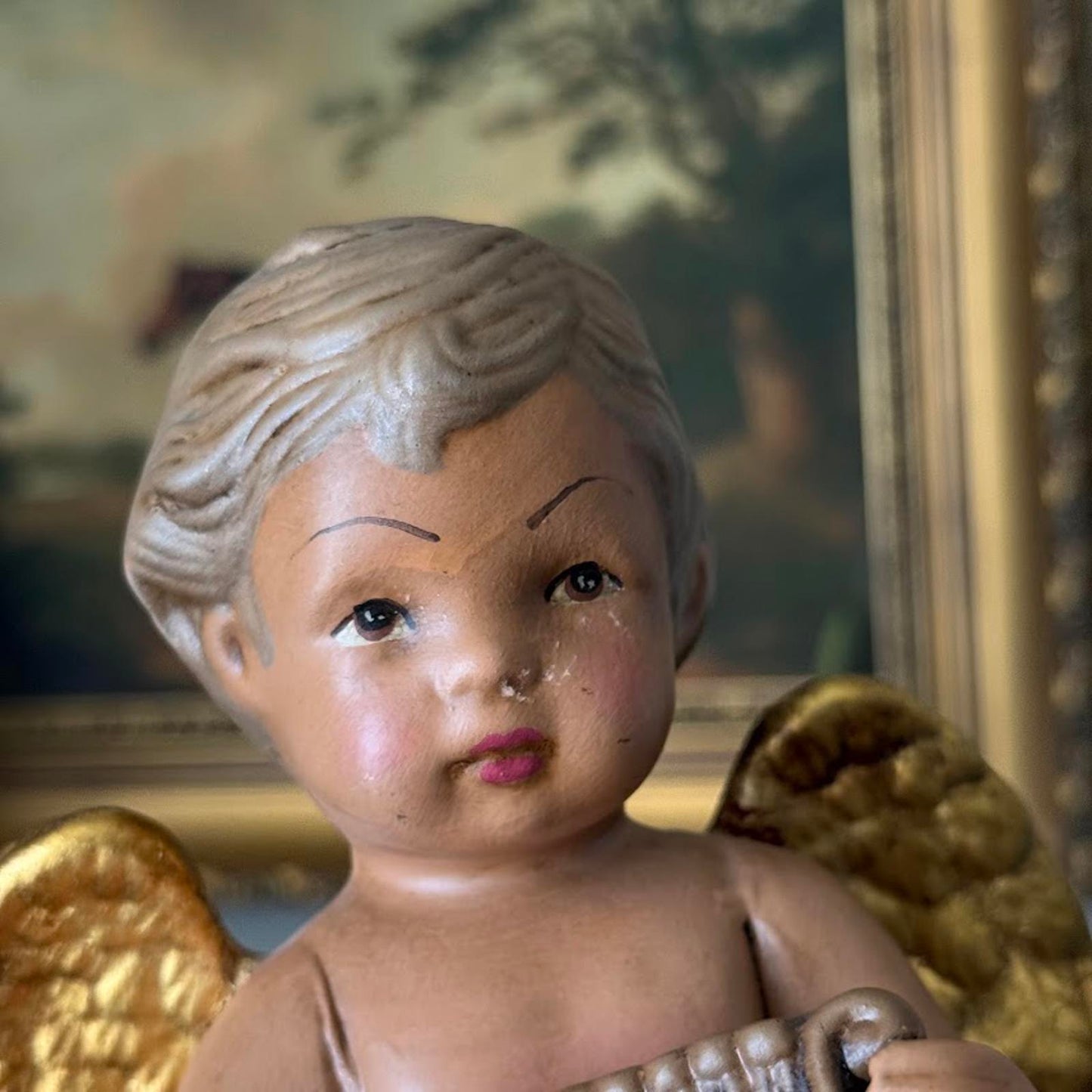 Vintage Hand-Painted Ceramic Cherub