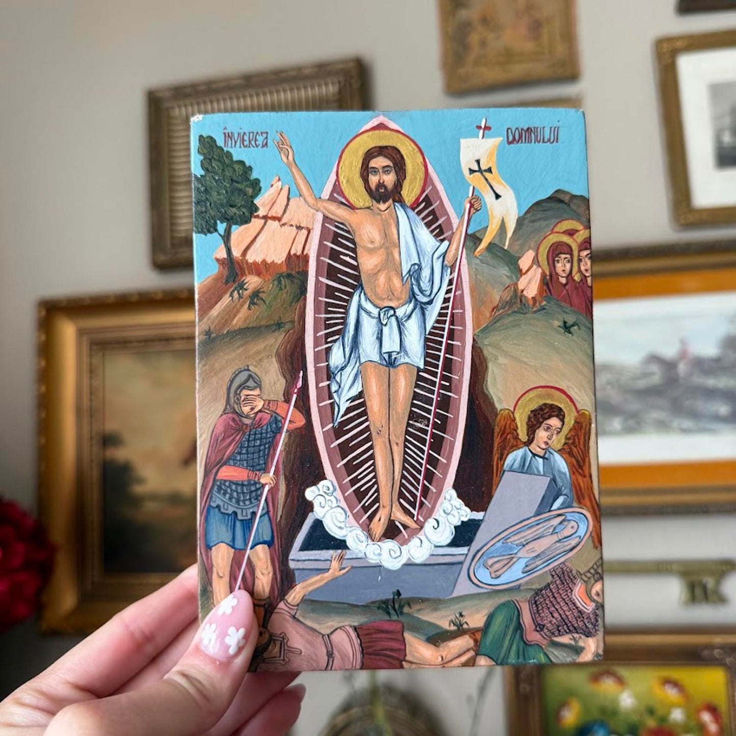 Hand-painted Religious Wooden Plaque