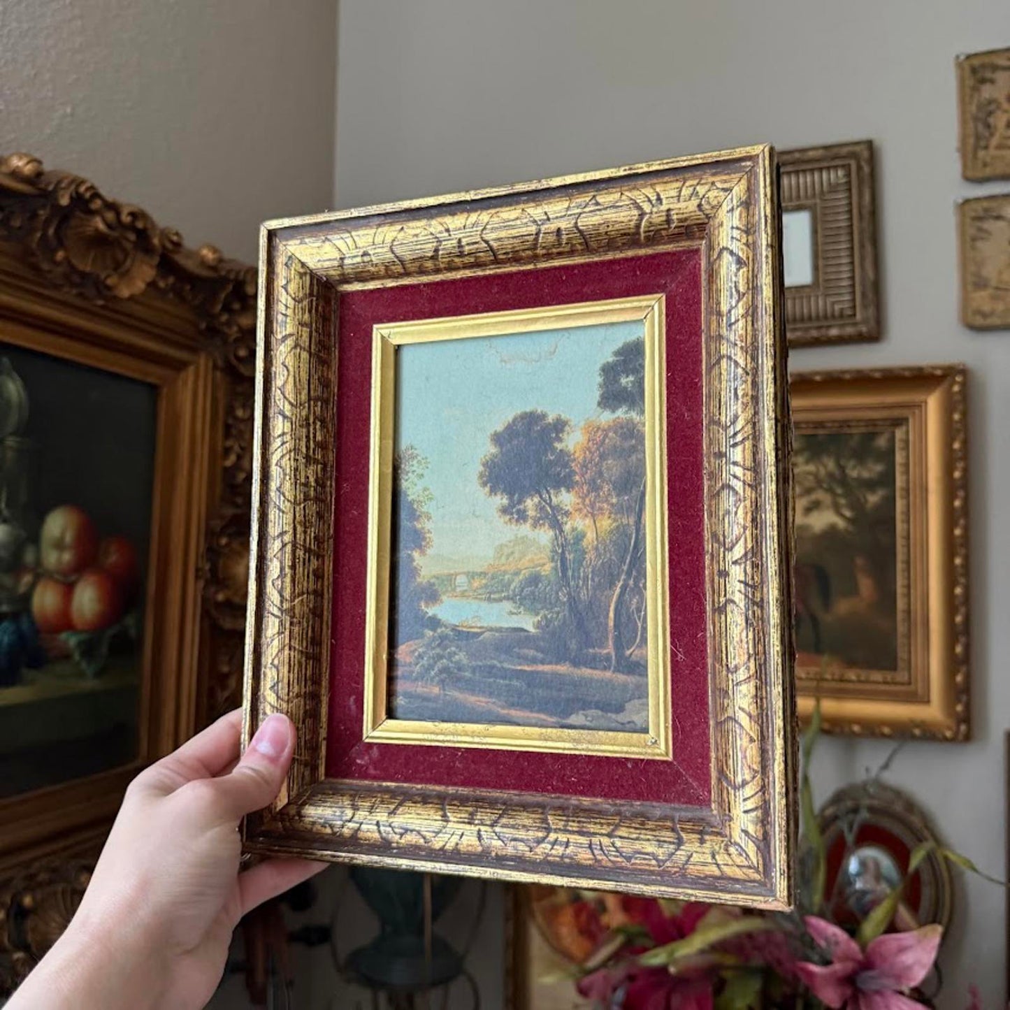 Vintage Print in Wooden Frame