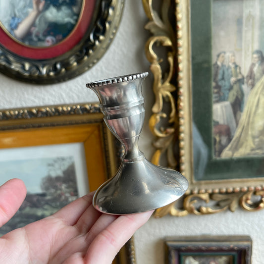 Mini silver tone candle holder