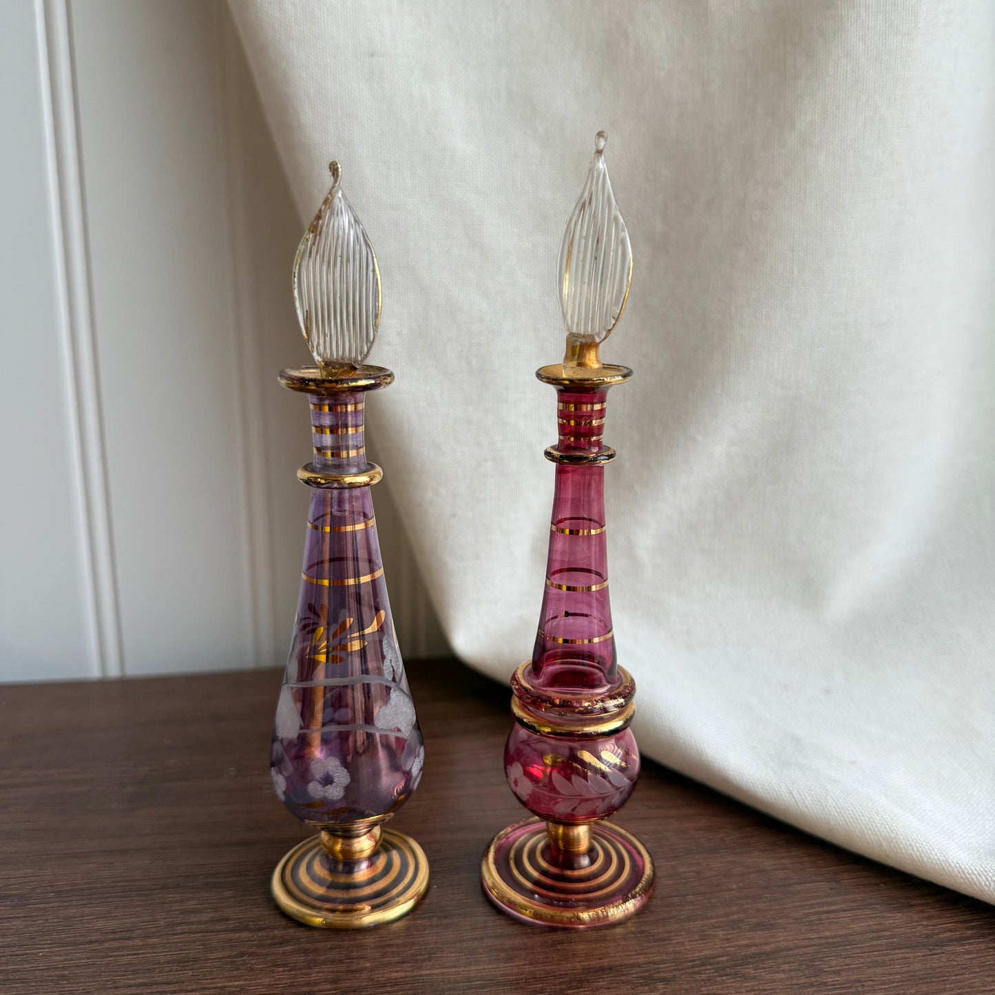 Vintage Hand Blown Egyptian Glass Perfume Bottles