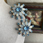 Vintage Blue cloud Rhinestone clip on earrings