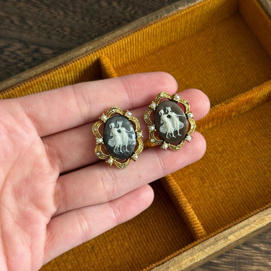 Vintage cameo-style clip-on earrings